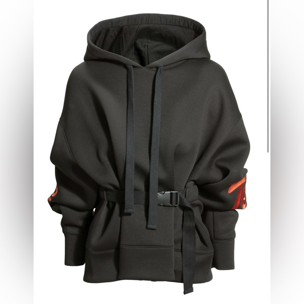 H&M limited edition vintage Black and orange Hooded Belted hoodie size XS - Picture 1 of 10